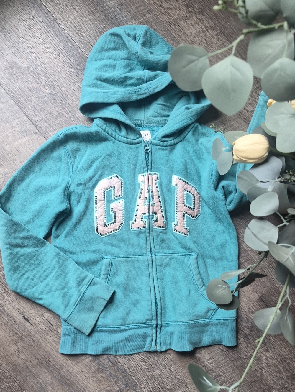 GAP Teal Zip Hoodie with Appliqué Logo